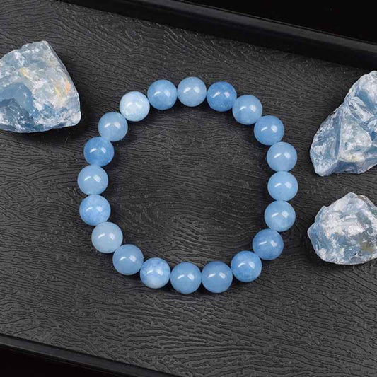 Freya - Armband med Naturliga Akvamarin-Kvarts-Pärlor